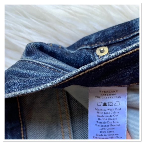 Everlane The Cheeky Jeans Cropped Distressed Button Fly Blue Size 25 - Picture 8 of 8